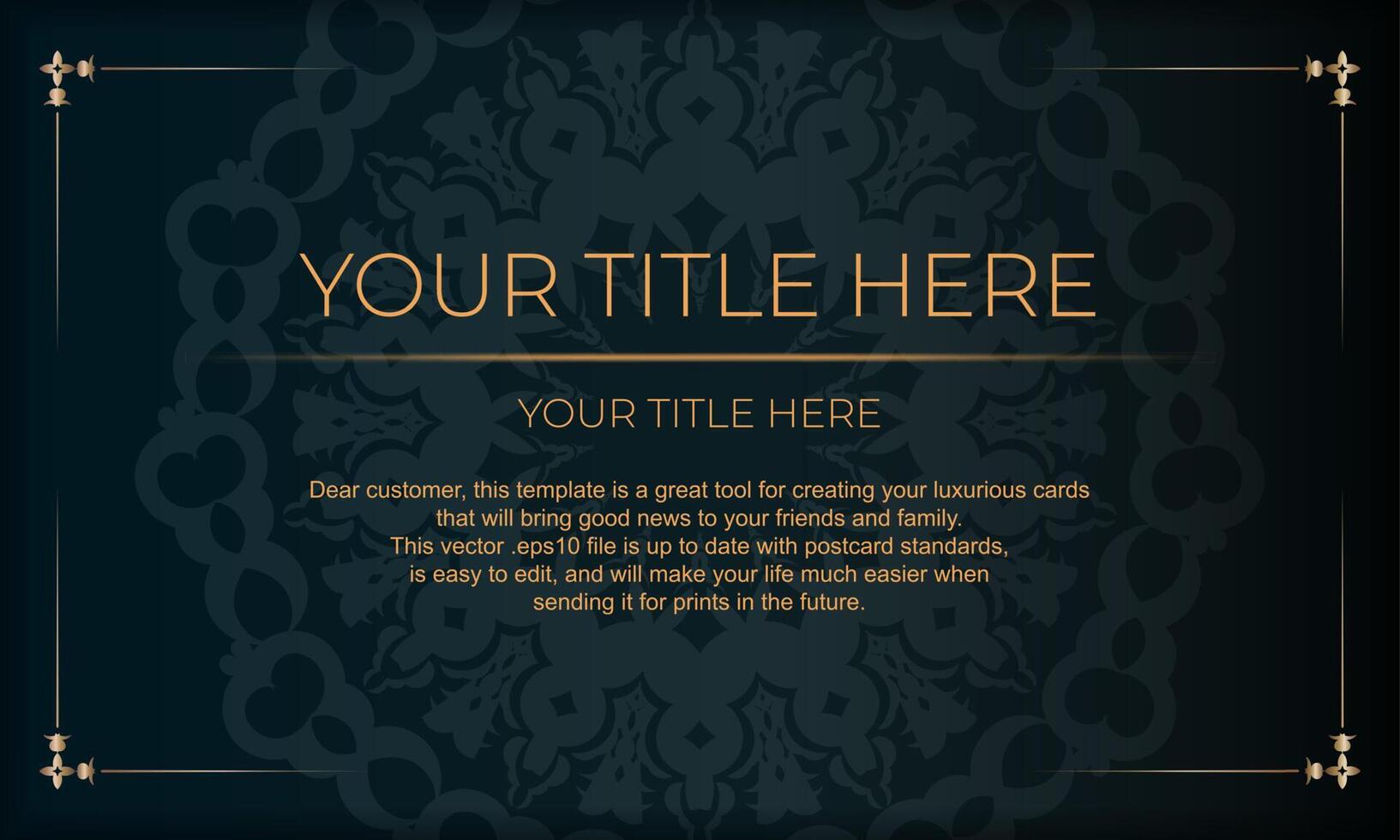 Dark green luxury background with abstract ornament. Elegant and classic vector elements ready for print and typography.