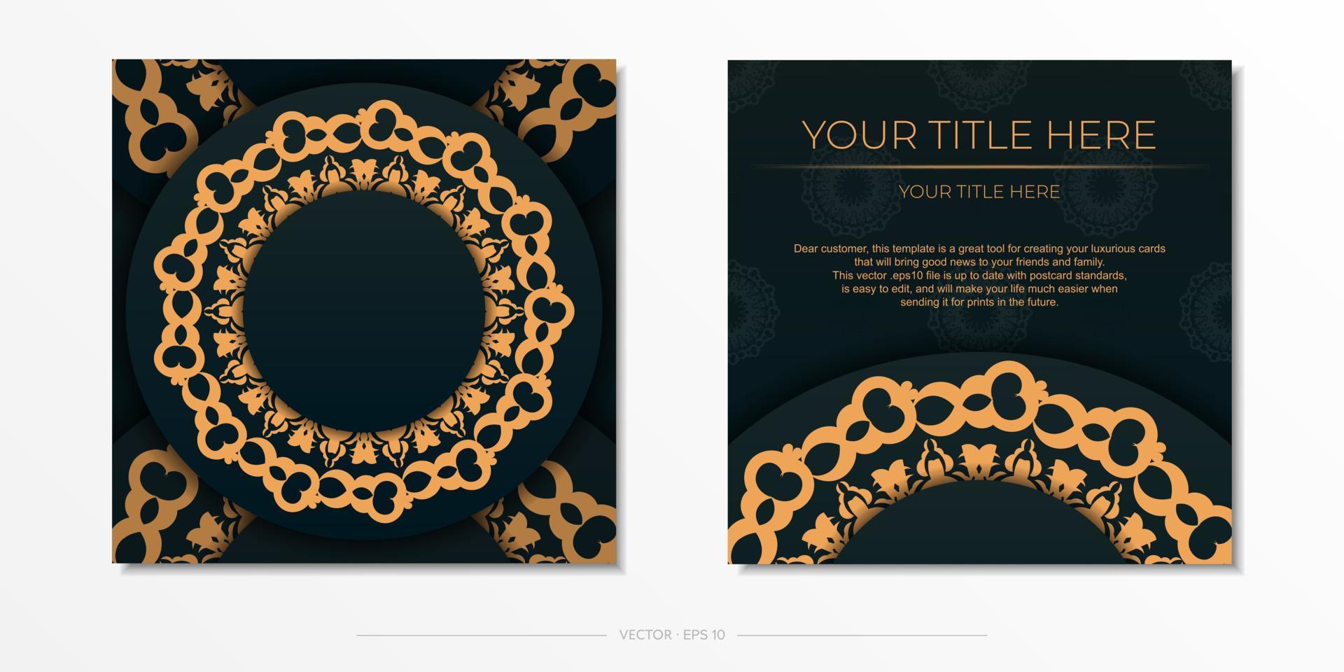 Dark green invitation card template with white abstract ornament. Elegant and classic vector elements are great for decoration.