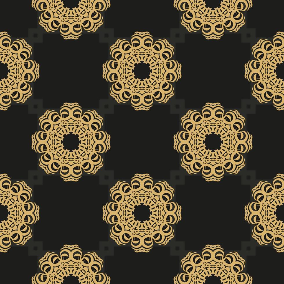Chinese black and yellow abstract seamless vector background. Wallpaper in a vintage style template. Indian floral element. Graphic ornament for fabric, packaging, packaging.