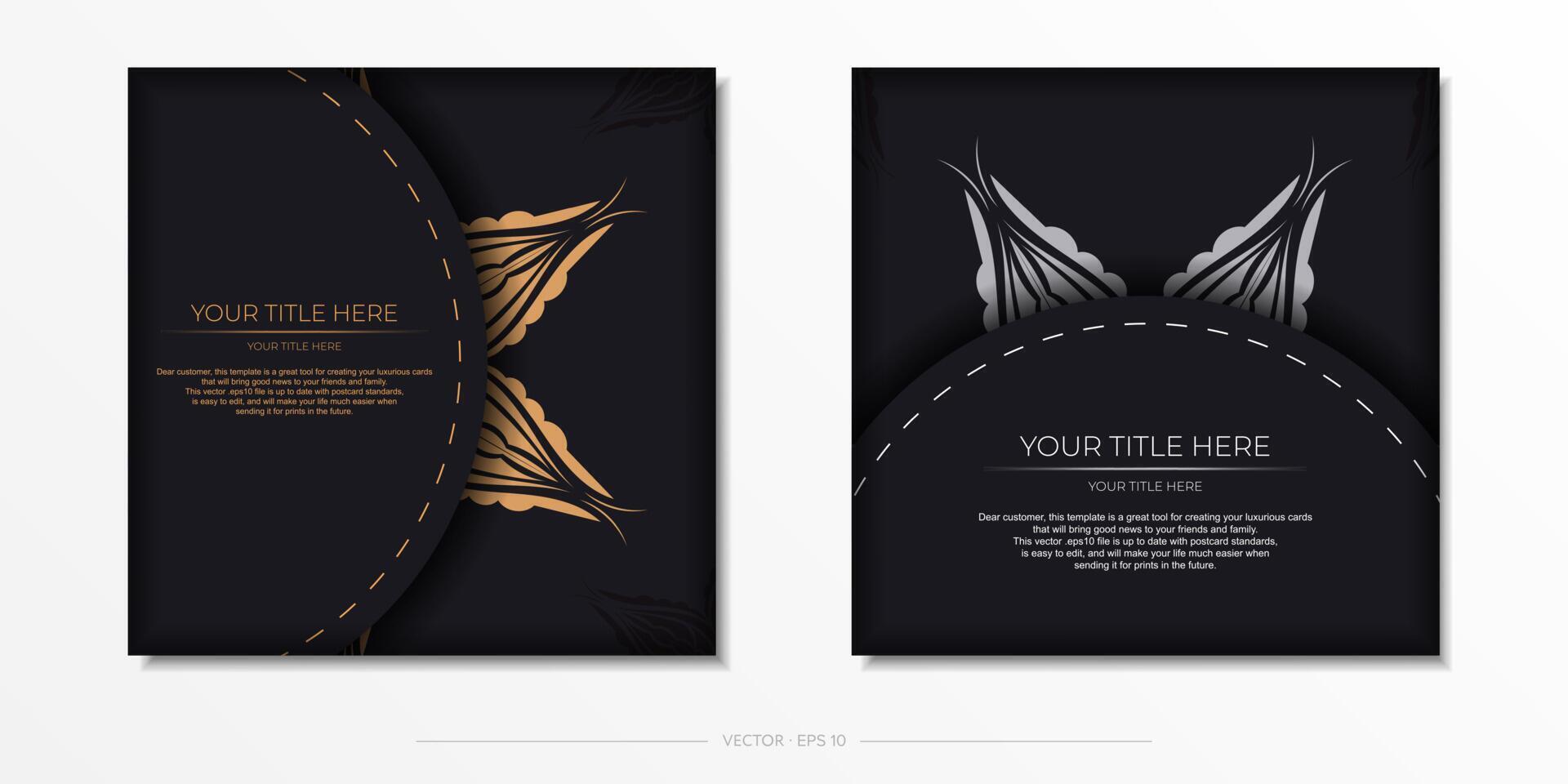 Two black and gold business cards with a butterfly design vector