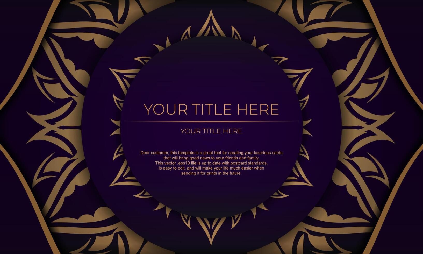 Purple luxury background with mandala ornament. Elegant and classic vector elements ready for print and typography.