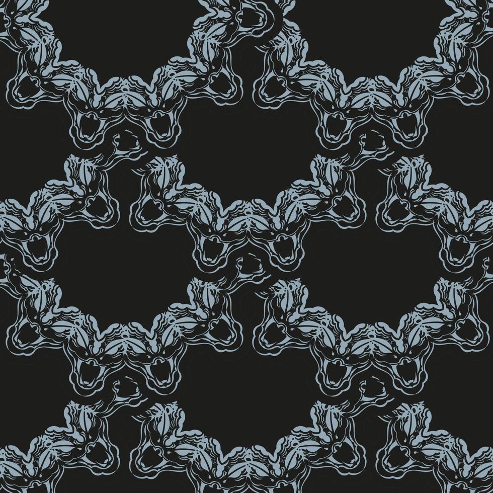 fondo de pantalla en una plantilla de estilo vintage. ornamento gráfico para papel pintado, tela, embalaje, envoltura. ornamento floral abstracto azul y negro chino. ilustración vectorial vector