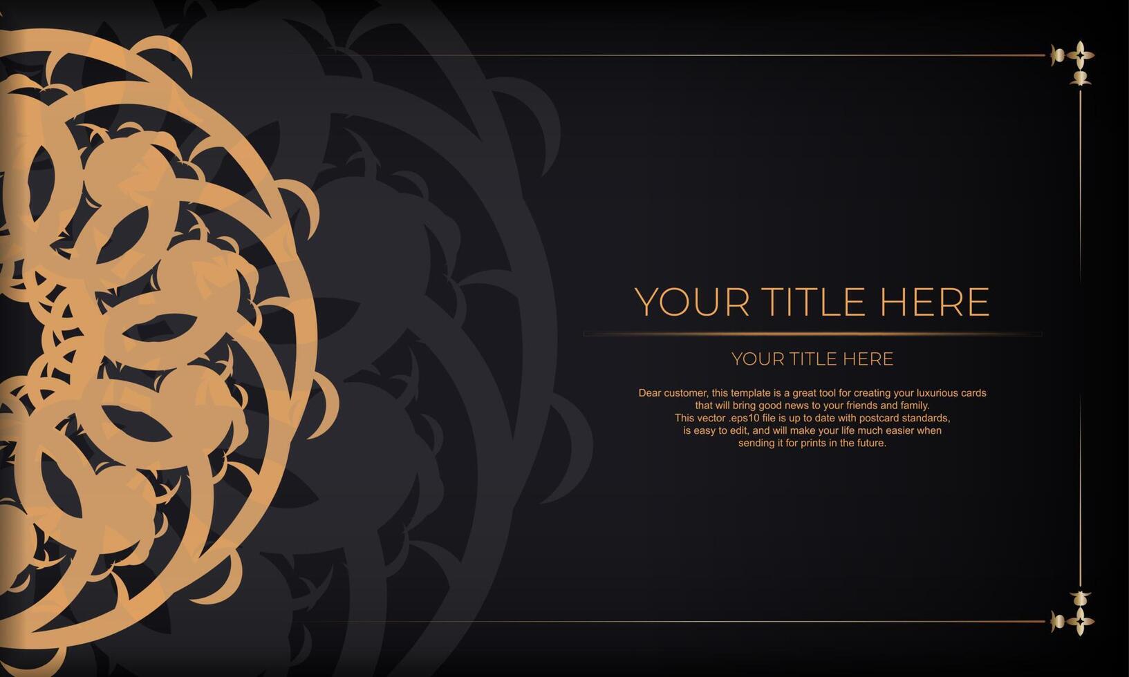 Black luxury background with abstract ornament. Elegant and classic elements. vector