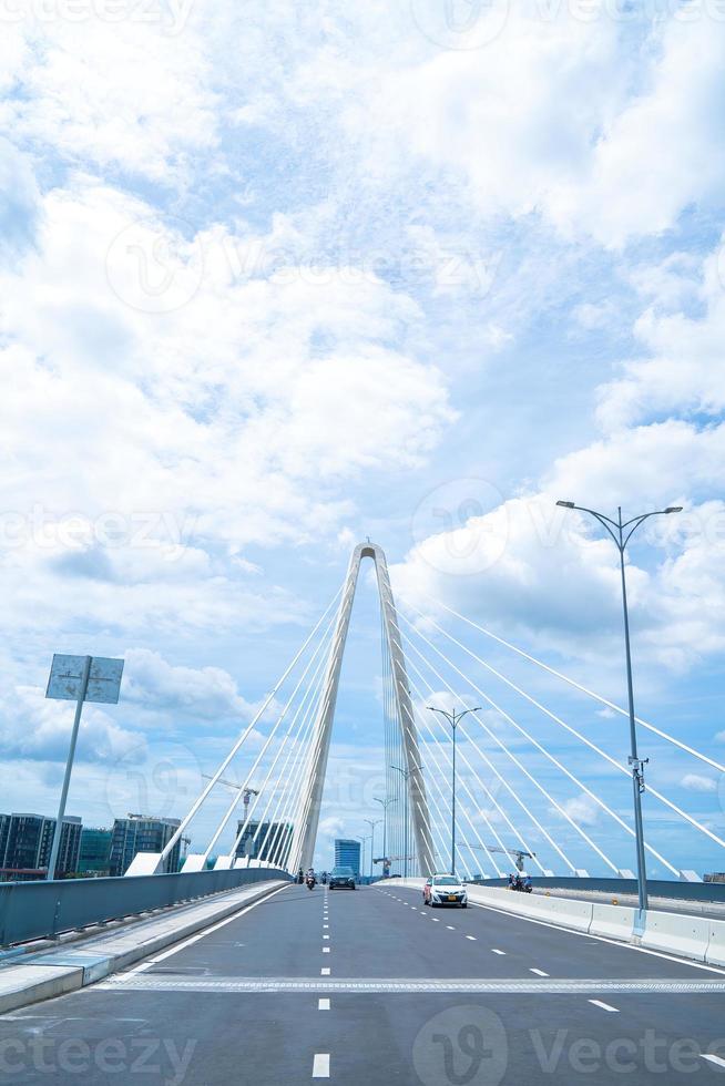 Ho Chi Minh city, Vietnam - MAY 22 2022 Thu Thiem 2 bridge, connecting Thu Thiem peninsula and District 1 across the Saigon River in Bach Dang port photo