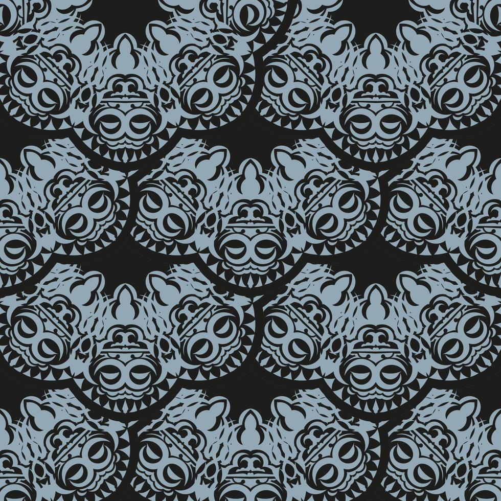 patrón oscuro cubierto de rocío con adornos vintage azules. fondo de pantalla en una plantilla de estilo vintage. elemento floral indio. ornamento gráfico para papel pintado, tela, embalaje y papel. vector