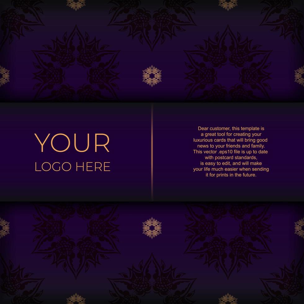 plantilla de tarjeta de invitación cuadrada púrpura de lujo con adorno abstracto vintage. los elementos vectoriales elegantes y clásicos son geniales para la decoración. vector