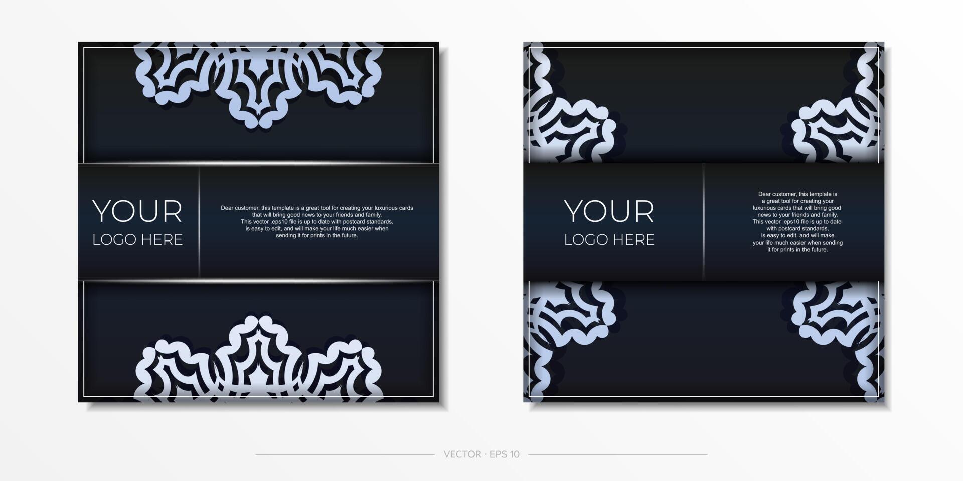 Two black and white brochures with a floral pattern vector