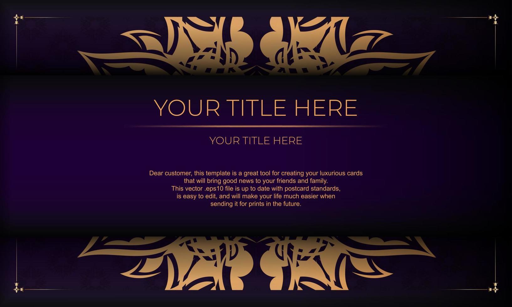 Purple luxury background with abstract ornament. Elegant and classic vector elements with space for your text.