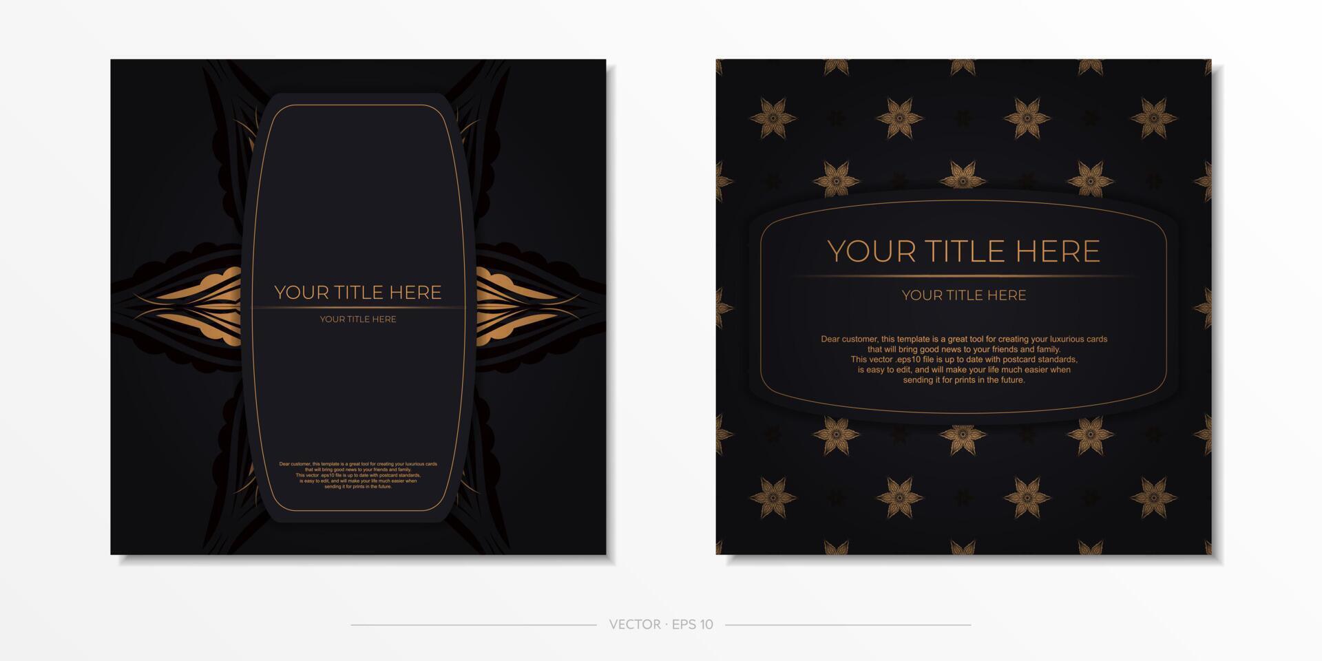 Luxurious black invitation card template with vintage abstract ornament. Elegant and classic vector elements ready for print and typography.