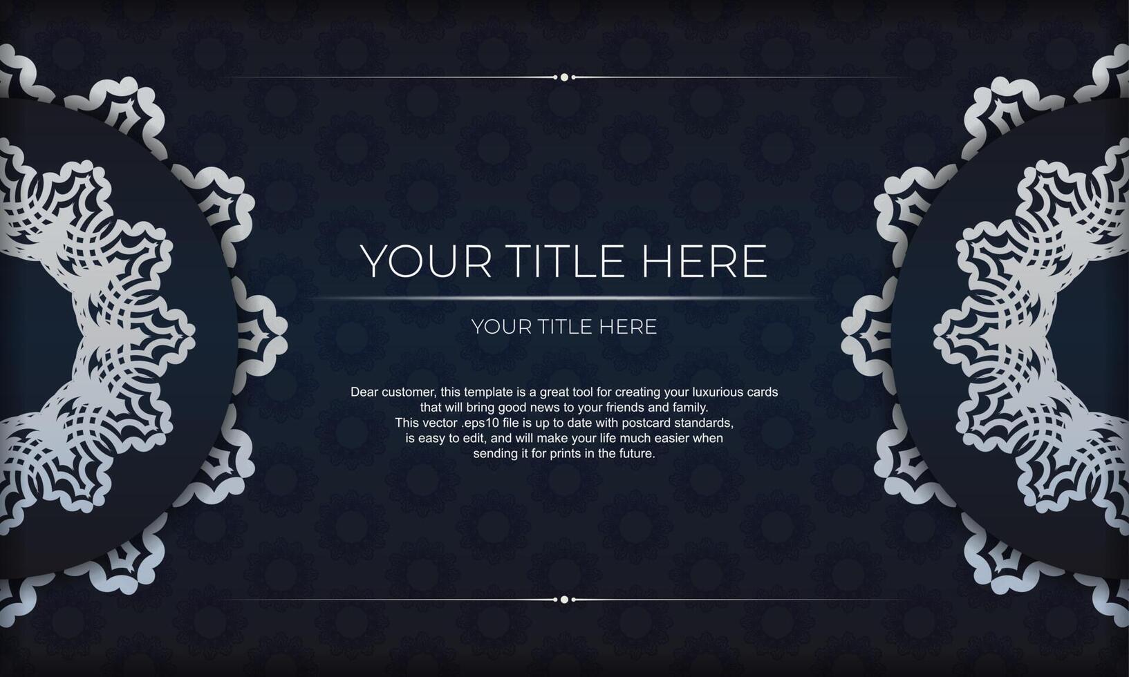 Dark blue luxury background with abstract ornament. Elegant and classic vector elements ready for print and typography.