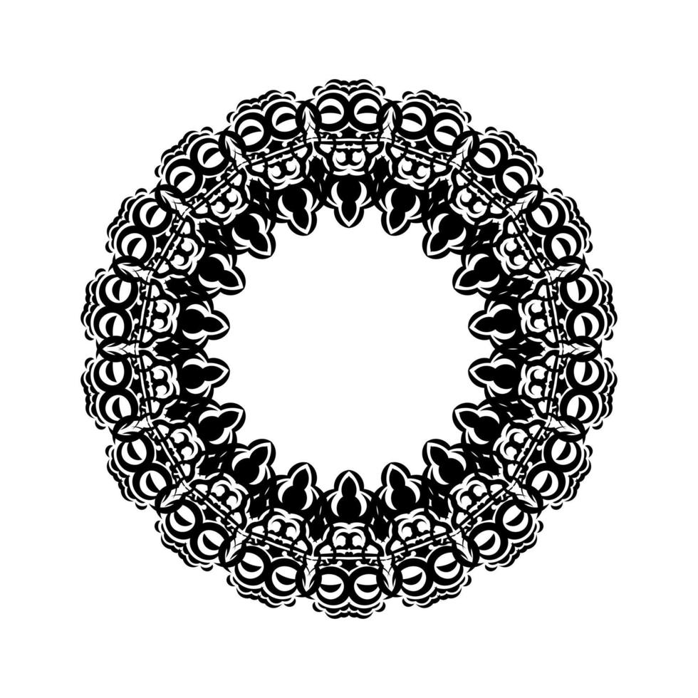 Indian mandala black and white. Circular ornament. Vector illustration.