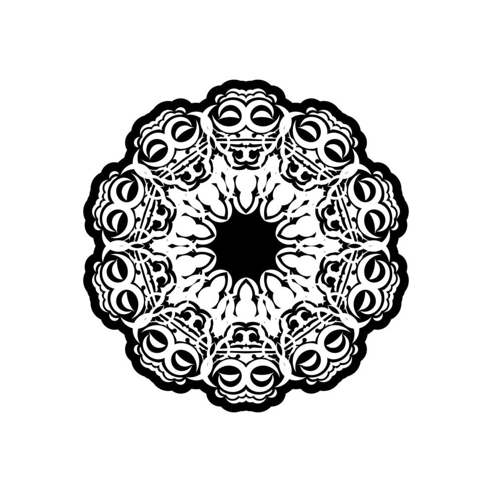 adorno redondo con el logotipo de mandala vintage. vector oriental, patrones de terapia antiestrés. elementos de diseño de tejido. vector de logotipos de yoga.