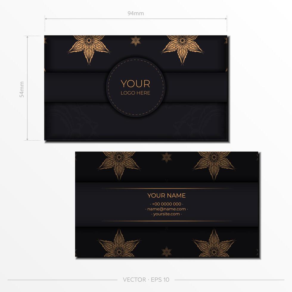 Business card template with gold and black design vector