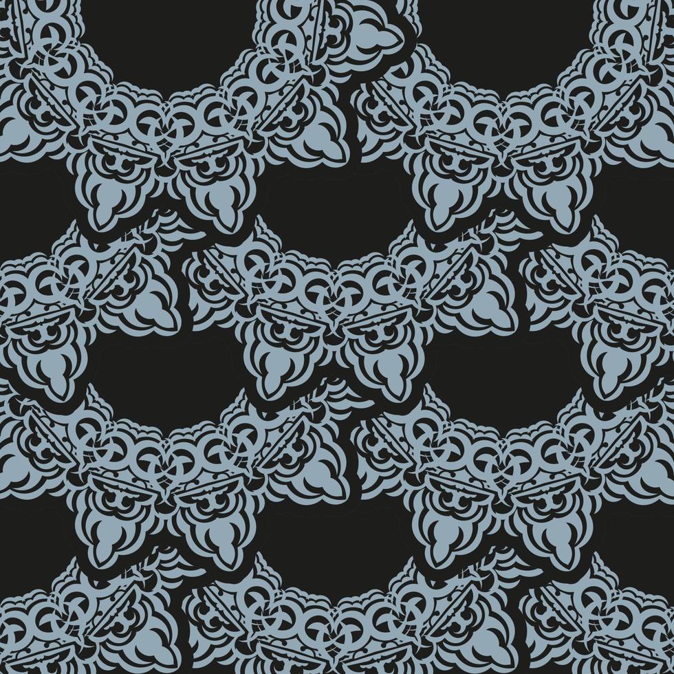 patrón oscuro cubierto de rocío con adornos vintage azules. fondo de pantalla en una plantilla de estilo vintage. elemento floral indio. ornamento gráfico para papel pintado, tela, embalaje. vector