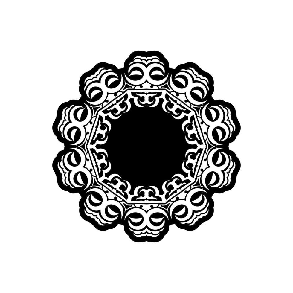 A black and white circular design with a floral pattern vector