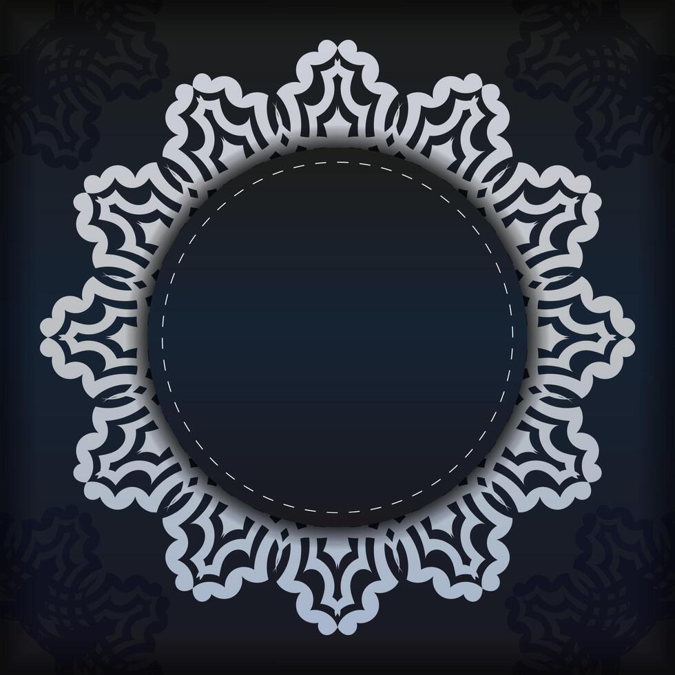 Dark blue invitation card template with white abstract ornament. Elegant and classic vector elements ready for print and typography.