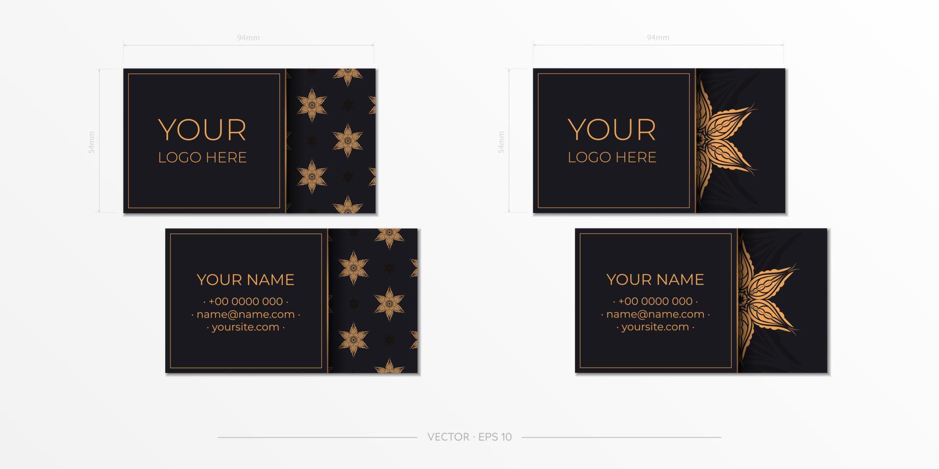 Business card mockup with gold foil vector