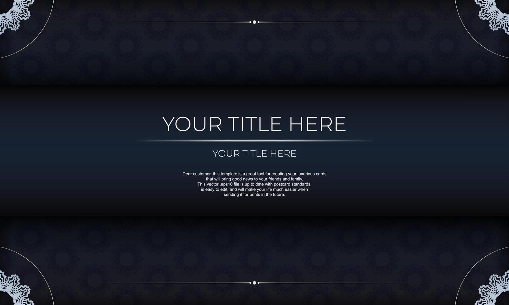 Dark blue luxury background with abstract ornament. Elegant and classic vector elements ready for print and typography.