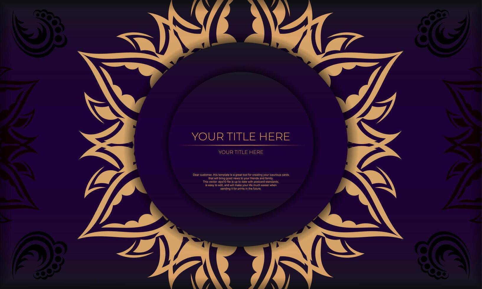 Purple luxury background with Indian ornaments. Elegant and classic vector elements ready for print and typography.