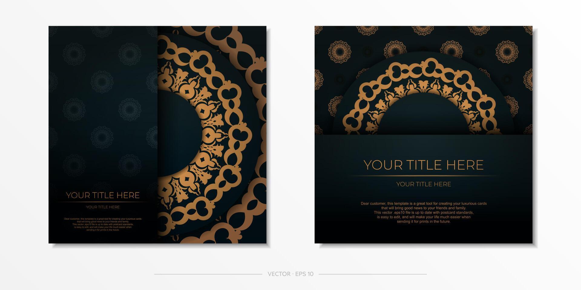 Dark green invitation card template with white abstract ornament. Elegant and classic elements are great for decoration. vector