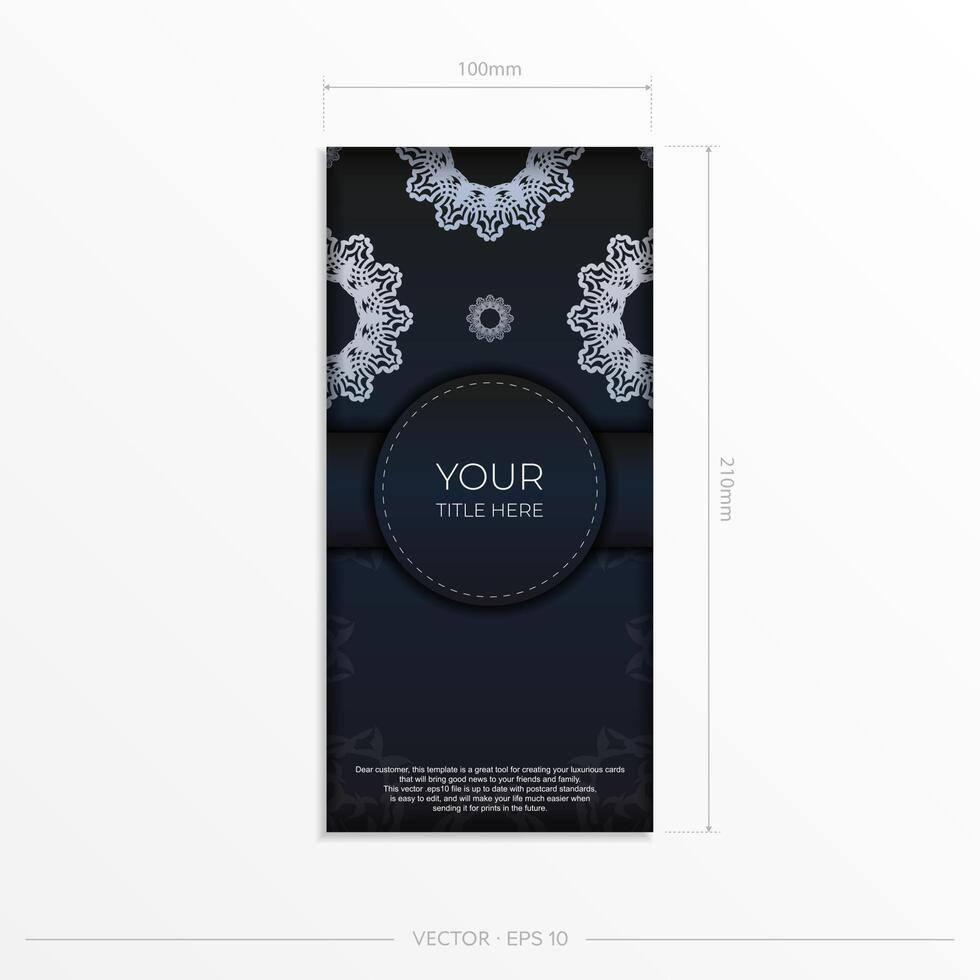 A black and white brochure template with lace pattern vector