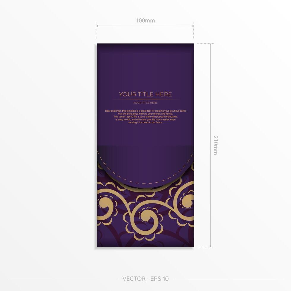 A purple and gold card with a floral pattern vector