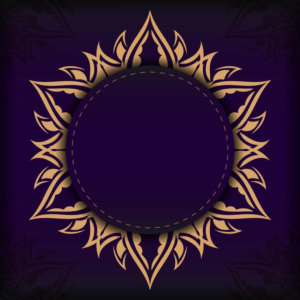 A purple background with a gold circular design vector