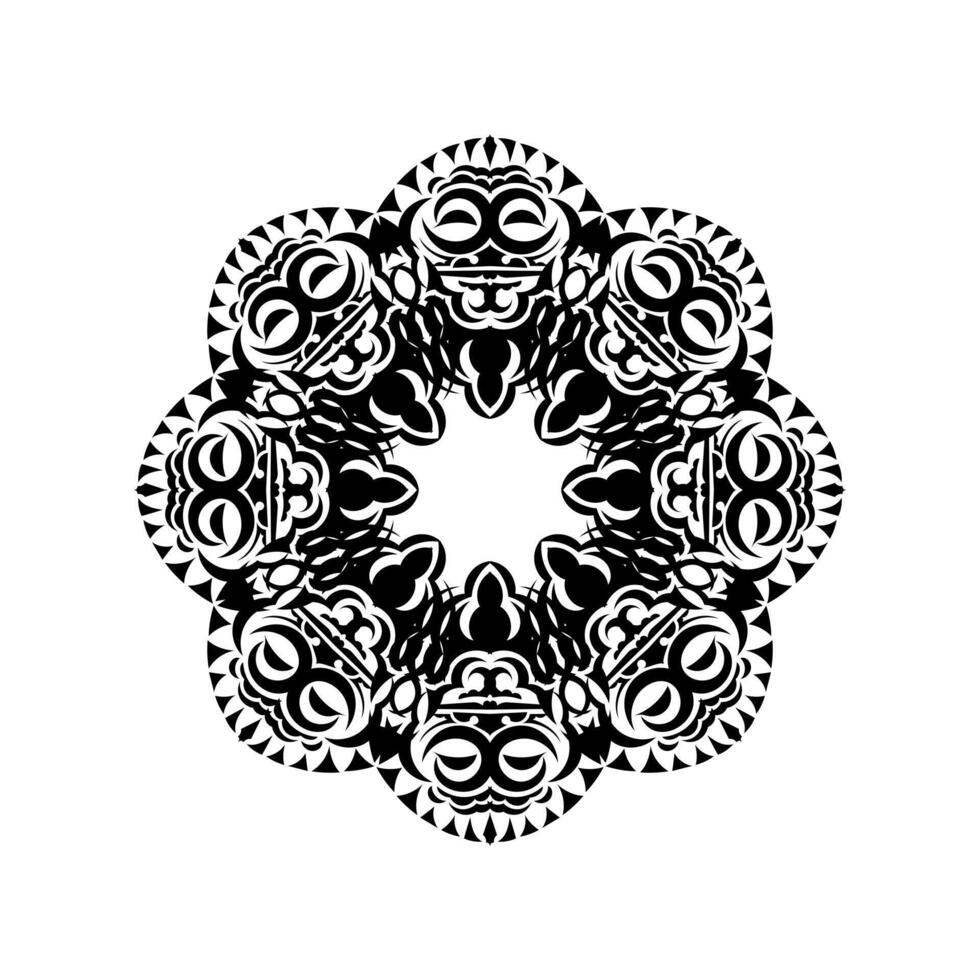 Indian mandala black and white. Circular ornament. Isolated on a white background. Vector illustration.