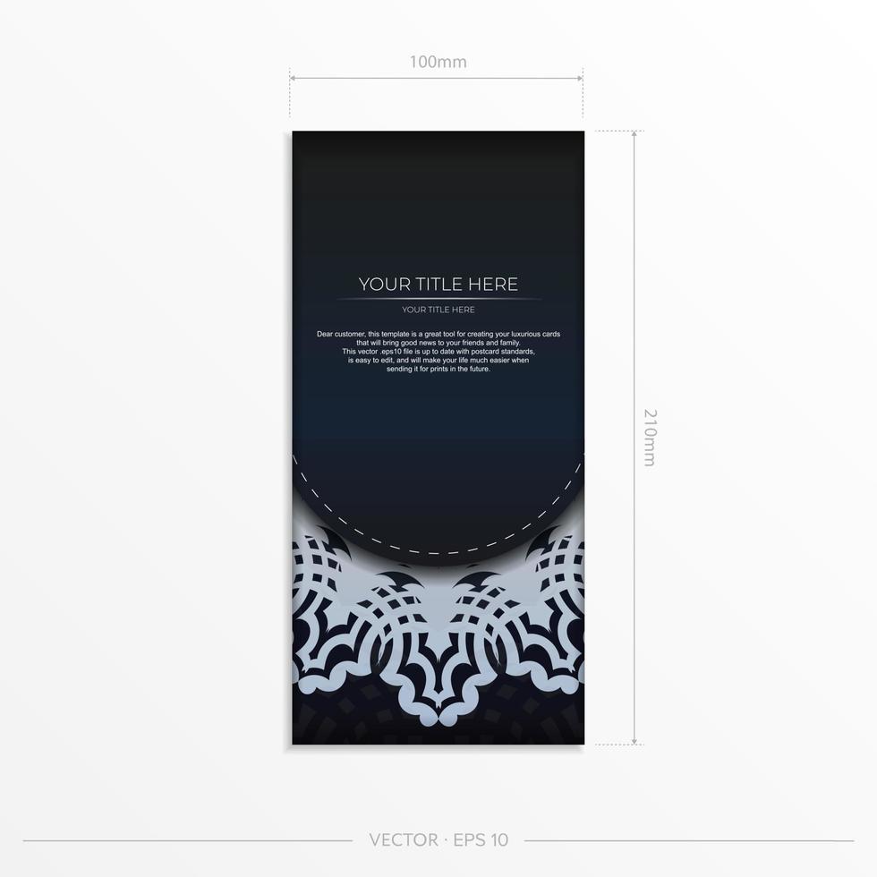 plantilla de postal azul oscuro con adorno abstracto blanco. elementos vectoriales elegantes y clásicos listos para impresión y tipografía. vector