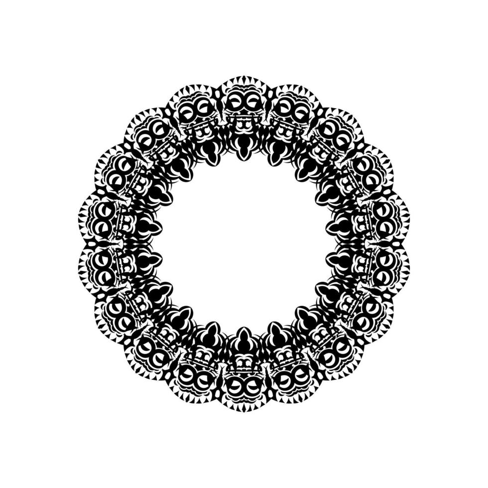 Vintage mandala black white round ornament. Vector illustration.