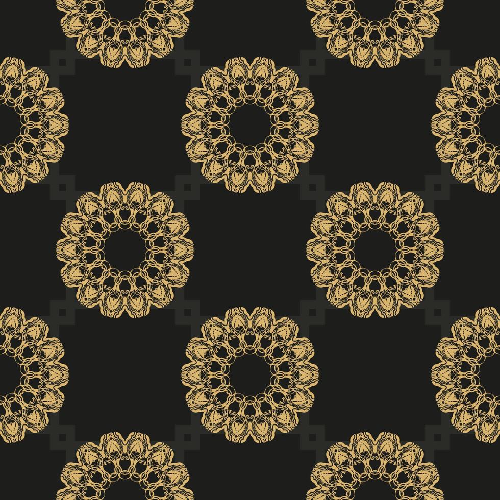 fondo de pantalla en una plantilla de estilo vintage. ornamento gráfico para papel pintado, tela, embalaje, envoltura. ornamento floral abstracto negro y amarillo chino. ilustración vectorial vector