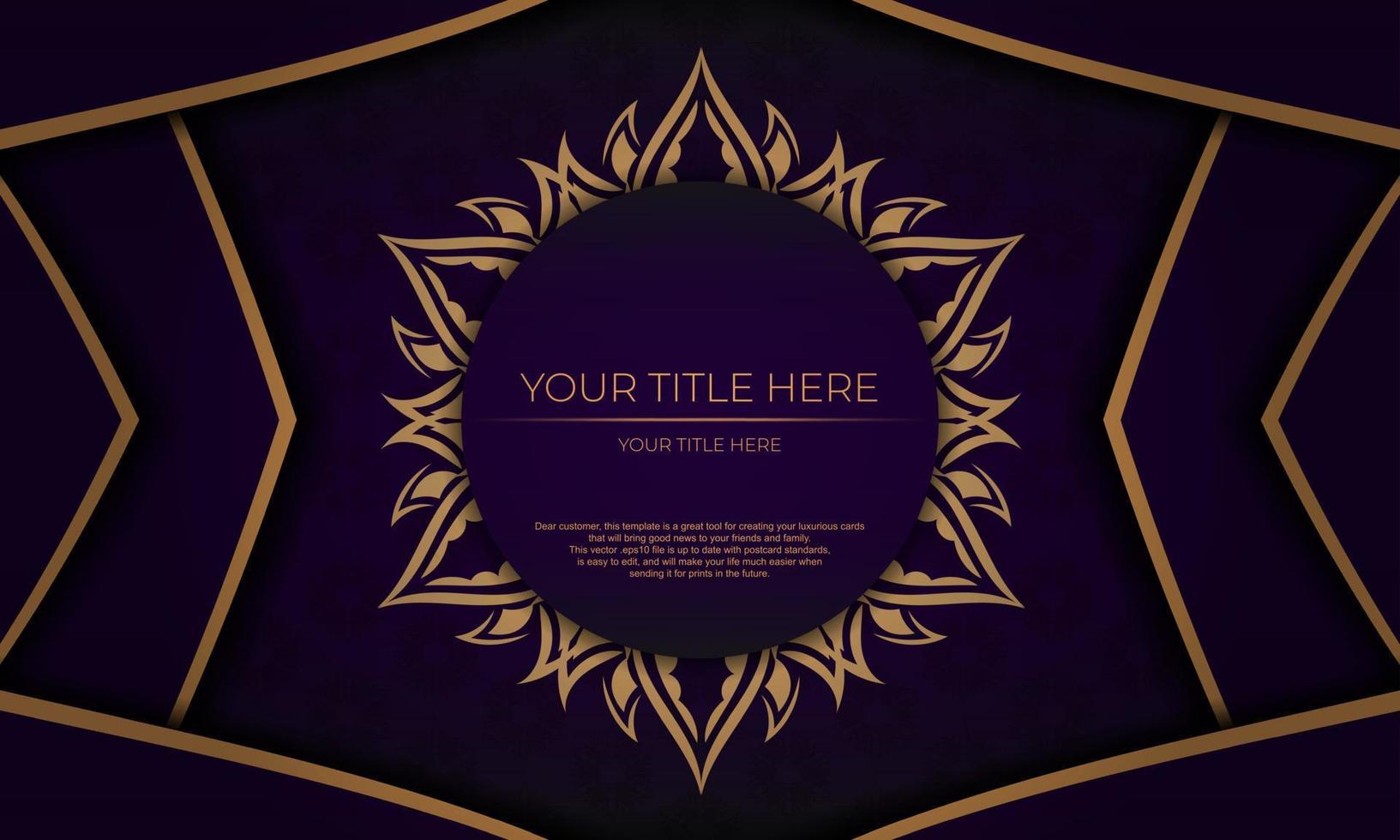 Purple luxury background with Indian mandala ornament. Elegant and classic vector elements ready for print and typography.