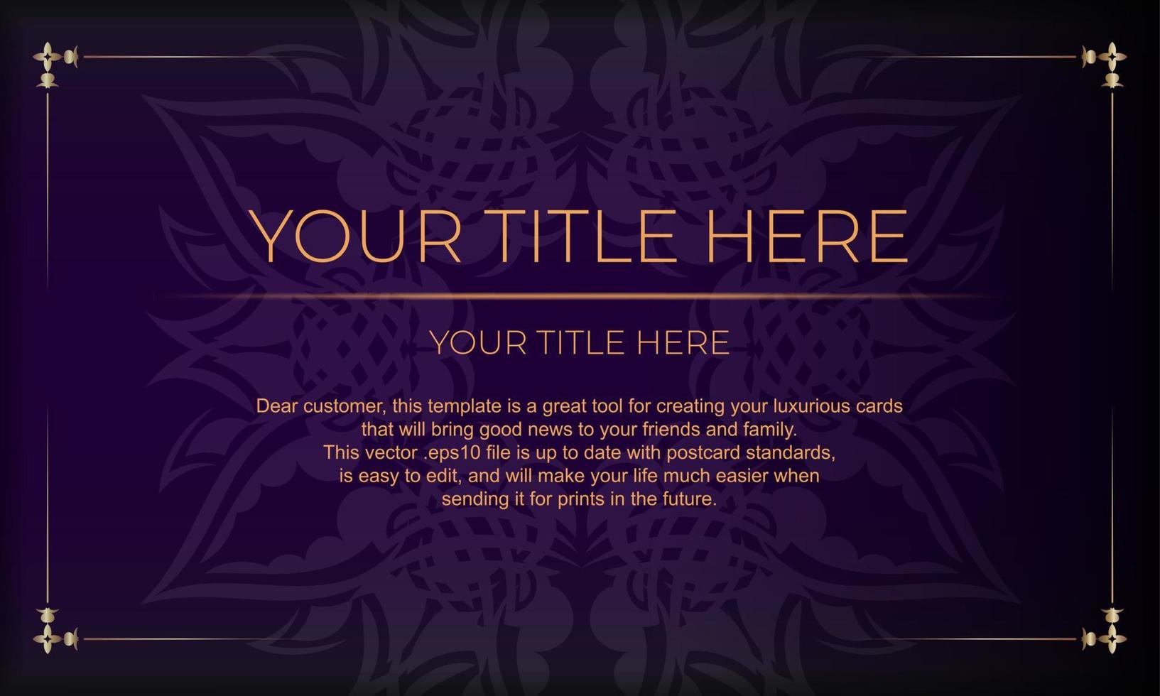 Purple luxury background with abstract ornament. Elegant and classic vector elements ready for print and typography.