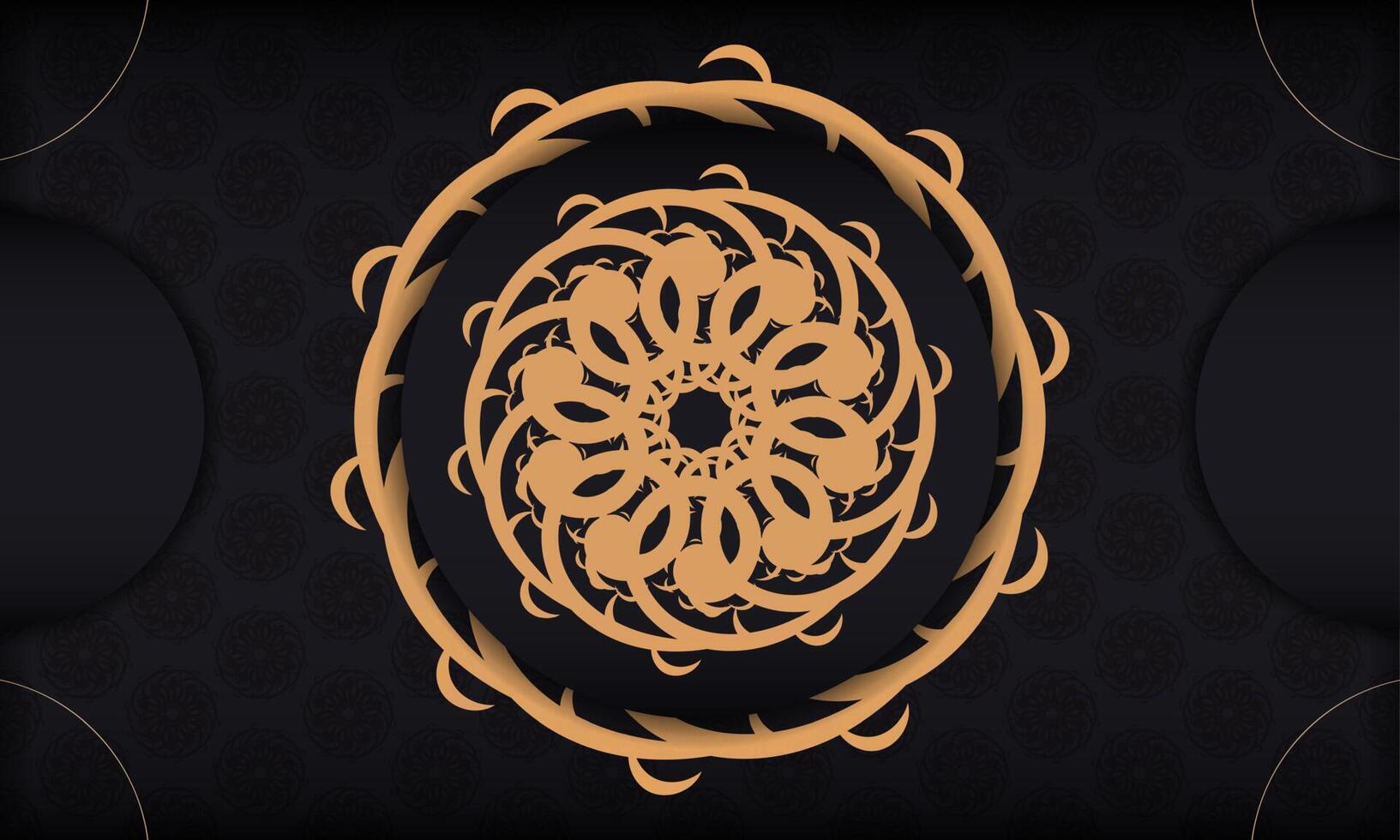 Black luxury background with abstract mandala ornament. Elegant and classic vector elements with space for your text.