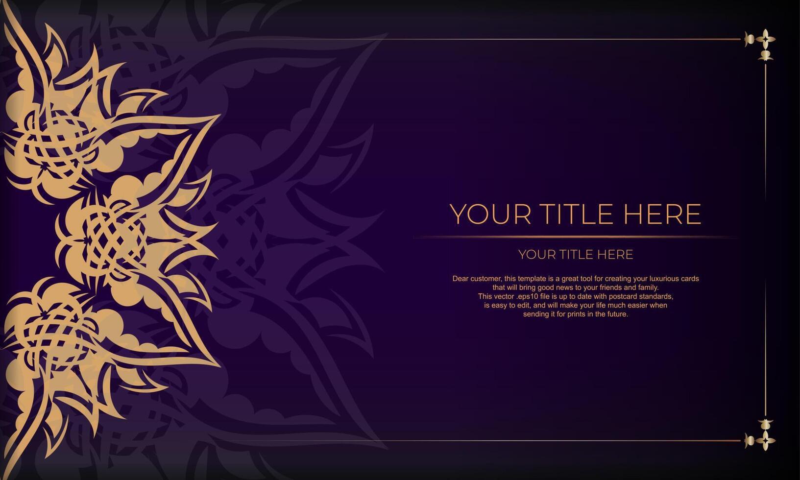 A purple background with gold ornament vector
