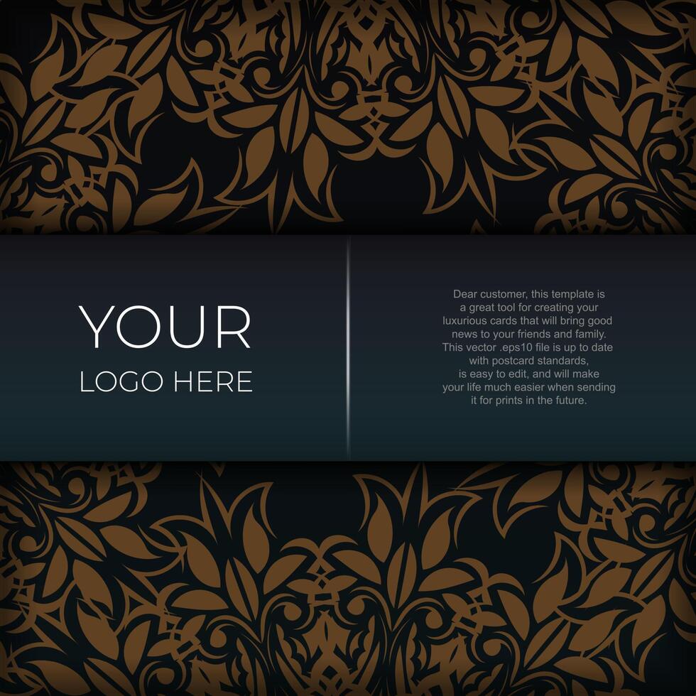 Dark green invitation card template with white abstract ornament. Elegant and classic vector elements ready for print and typography. Vector illustration.