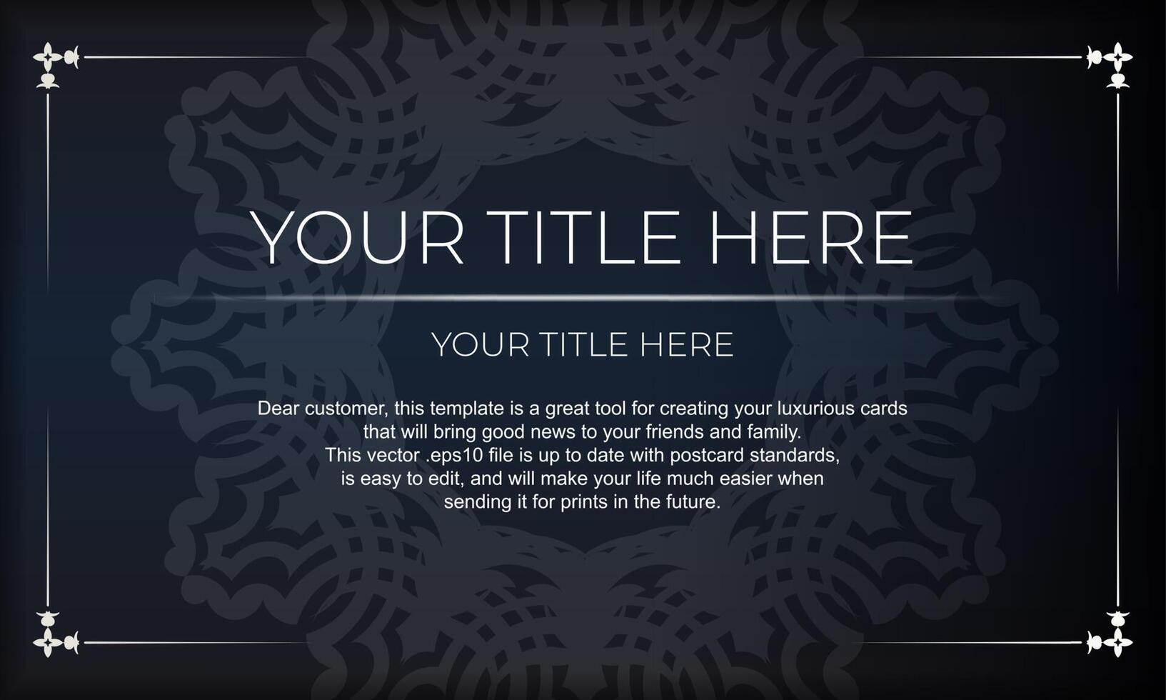 Dark blue luxury background with abstract ornament. Elegant and classic vector elements.