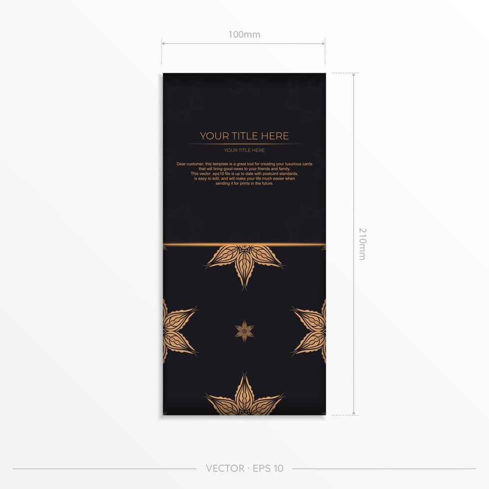 A black and gold business card with a gold star pattern vector