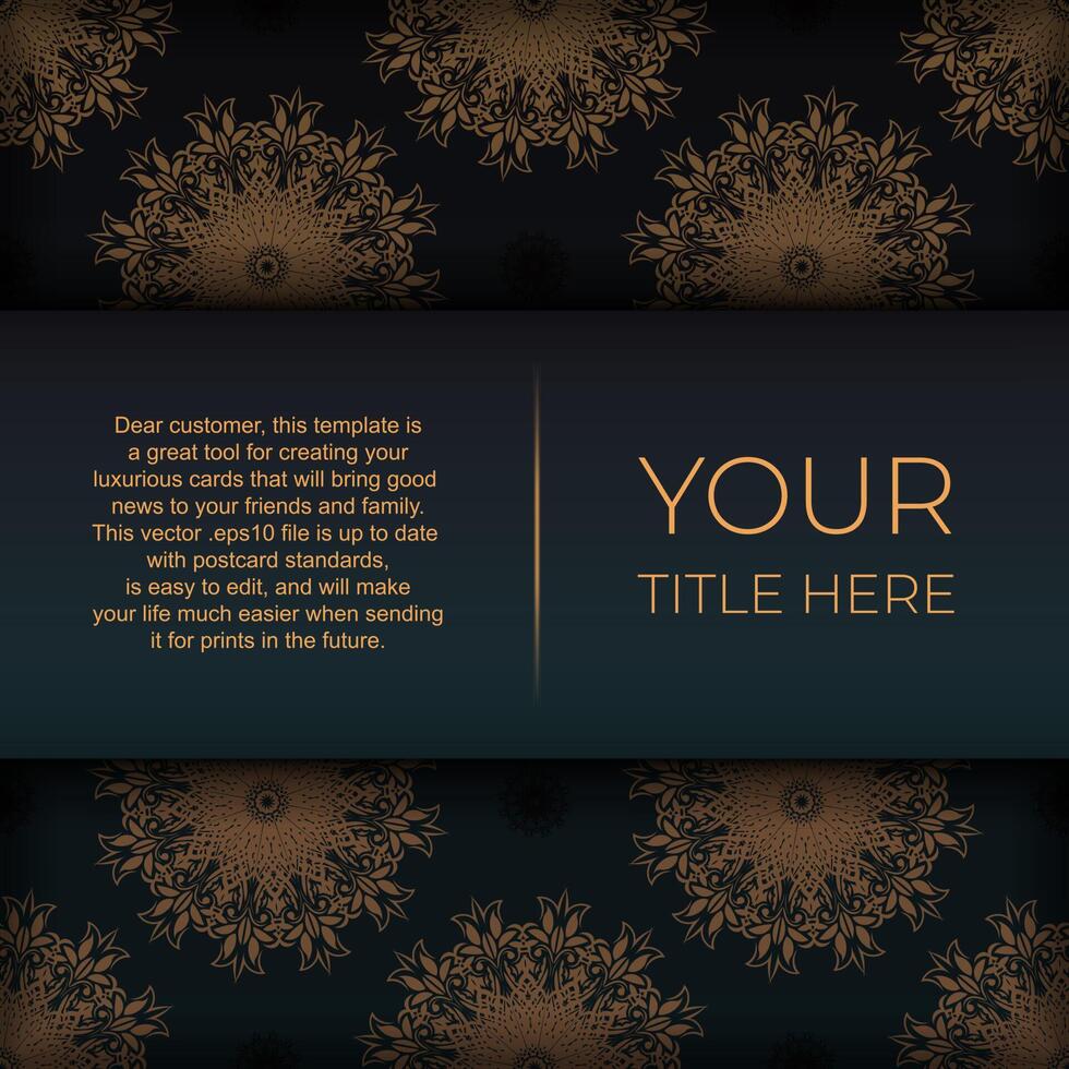 Dark green invitation card template with white abstract ornament. Elegant and classic elements are great for decorating. illustration. vector