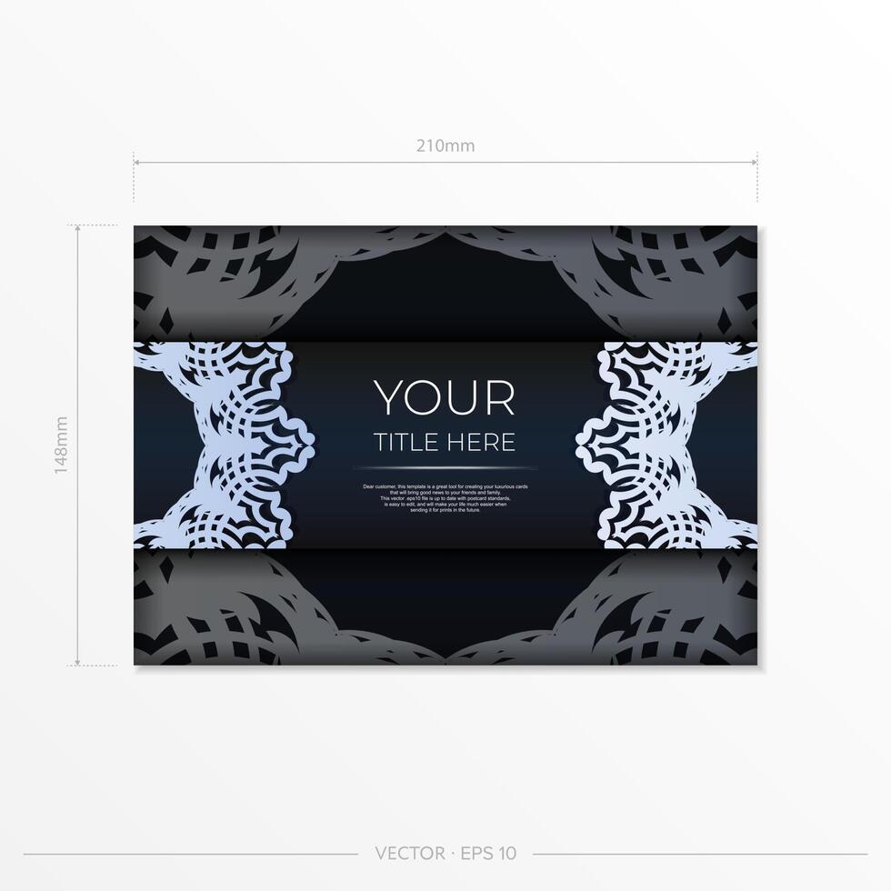 A black and white business card with a decorative pattern vector