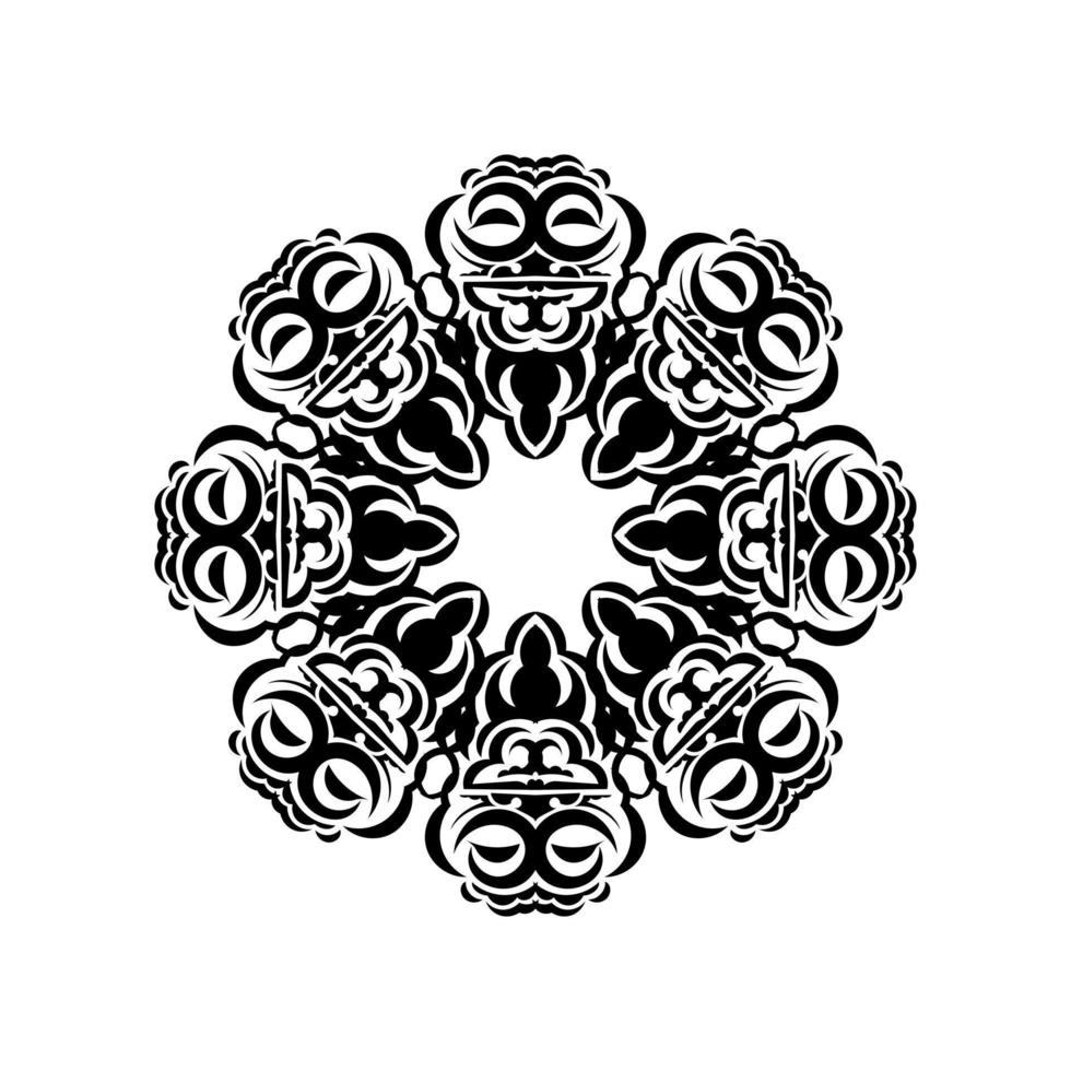 Indian mandala black and white. Circular ornament. Isolated on a white background. vector