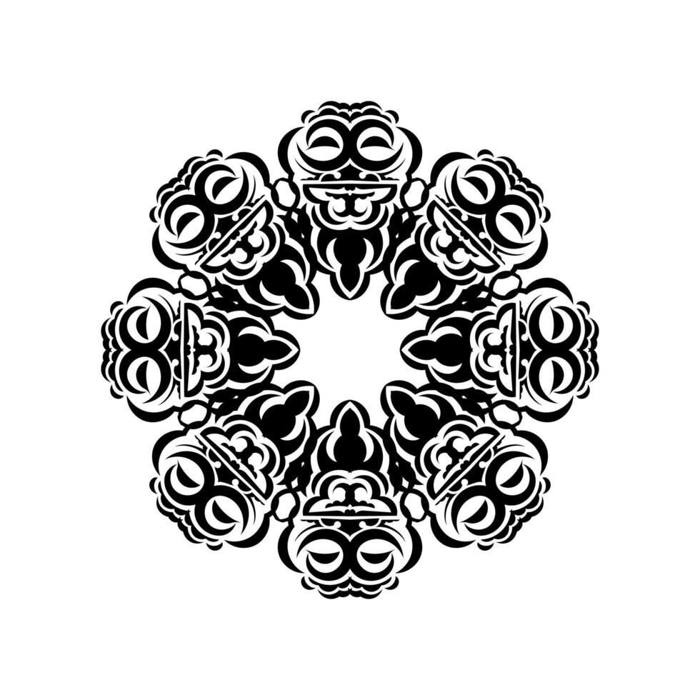 Indian mandala black and white. Circular ornament. Isolated on a white background. vector