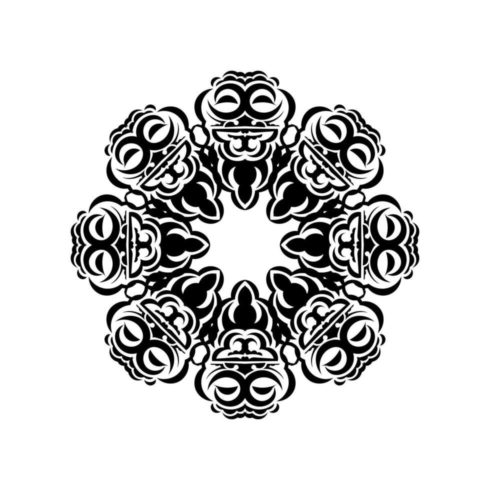 Indian mandala black and white. Circular ornament. Isolated on a white background. vector