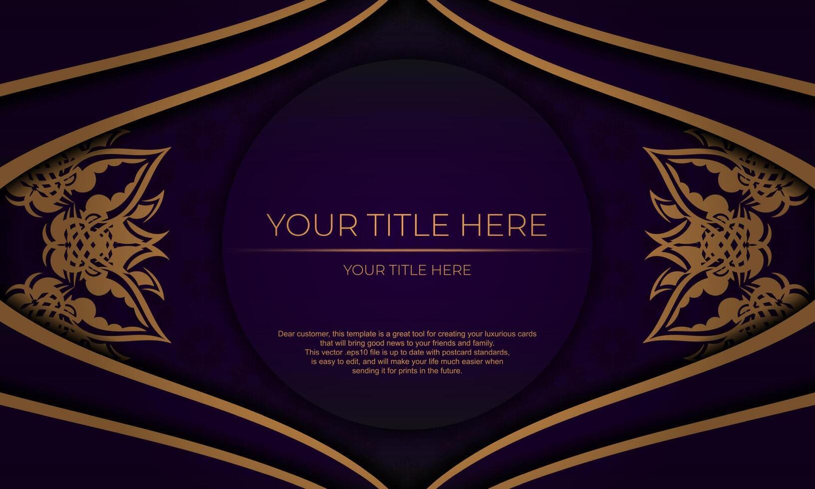 Purple luxury background with abstract mandala ornament. Elegant and classic vector elements ready for print and typography.