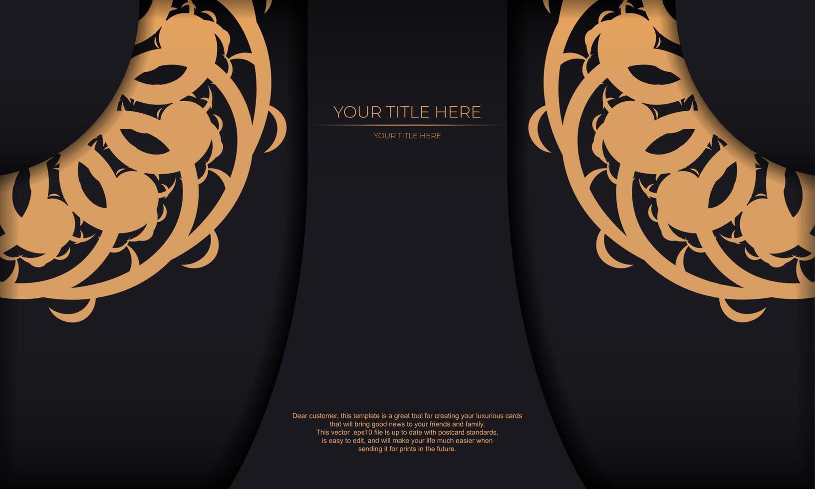 Black luxury background with abstract ornament. Elegant and classic elements ready for print and typography. vector