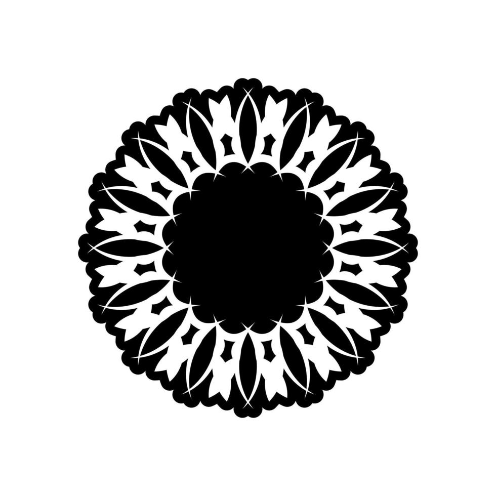 logotipo de mandala indio. logotipo en blanco y negro. elementos de diseño de tejido. vector de logotipos de yoga.