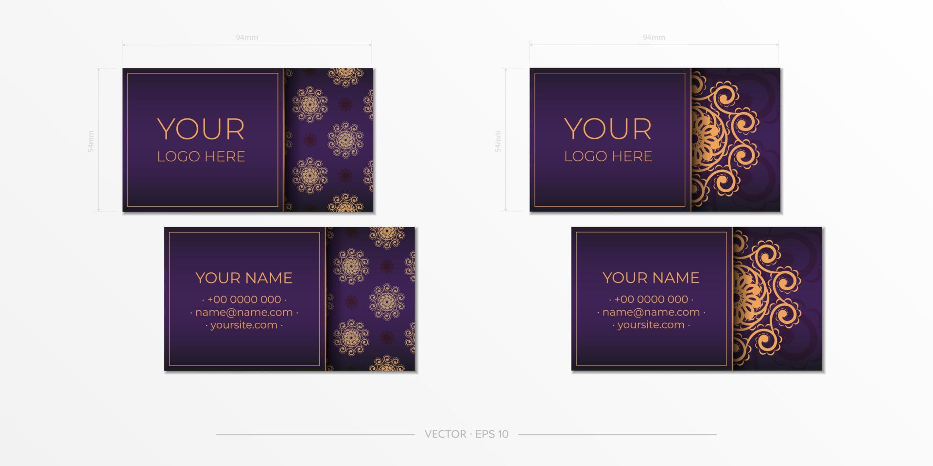 Business card template with golden pattern vector
