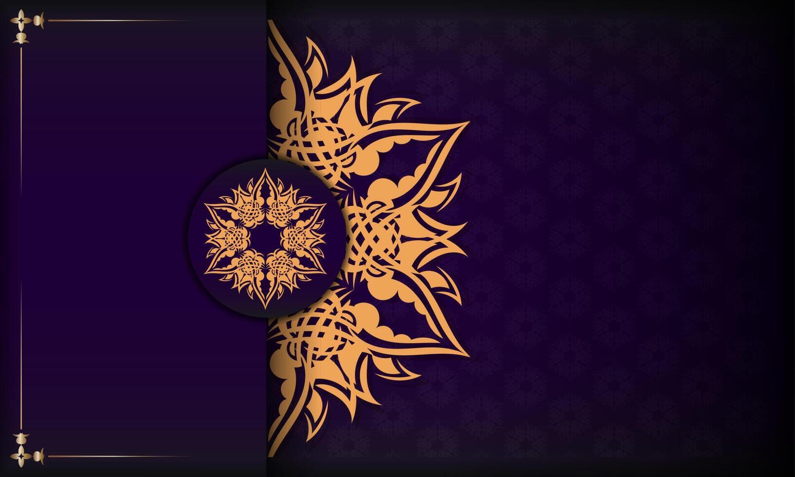 Luxury purple background with gold ornament vector
