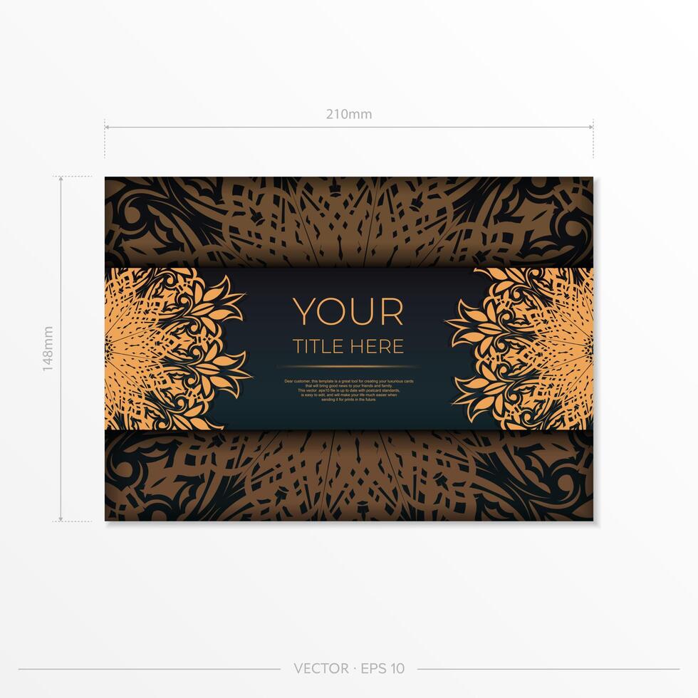 Dark green postcard template with white abstract ornament. Elegant and classic elements are great for decorating. illustration. vector
