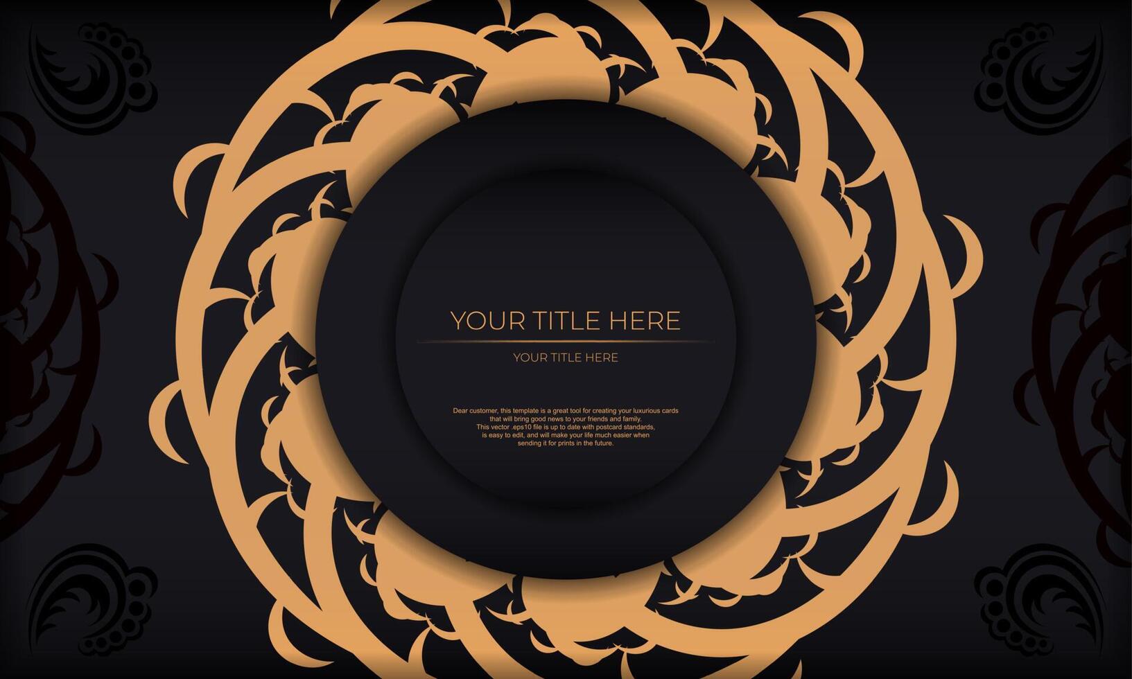 A black and gold background with an ornate design vector